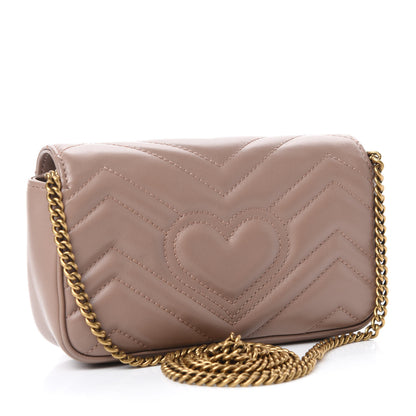 Gucci Calfskin Matelasse Super Mini GG Marmont Shoulder Bag Porcelain Rose 3 of 11