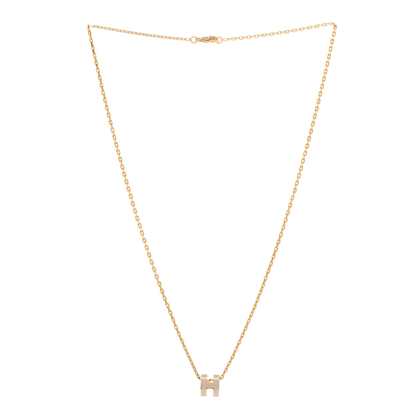 Lacquered Gold Mini Pop H Pendant Necklace Marron Glace