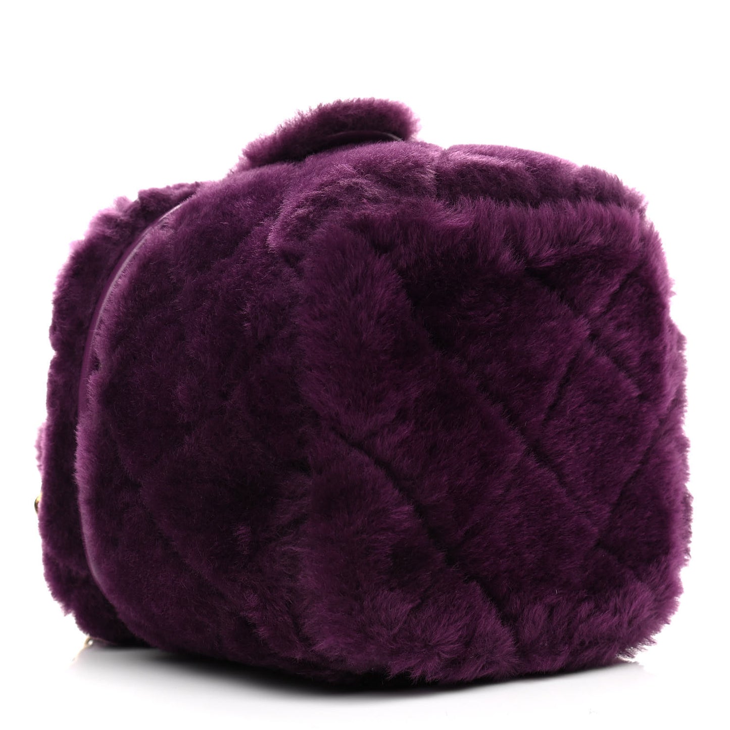 Shearling Lambskin Quilted Small Vanity Case Purple