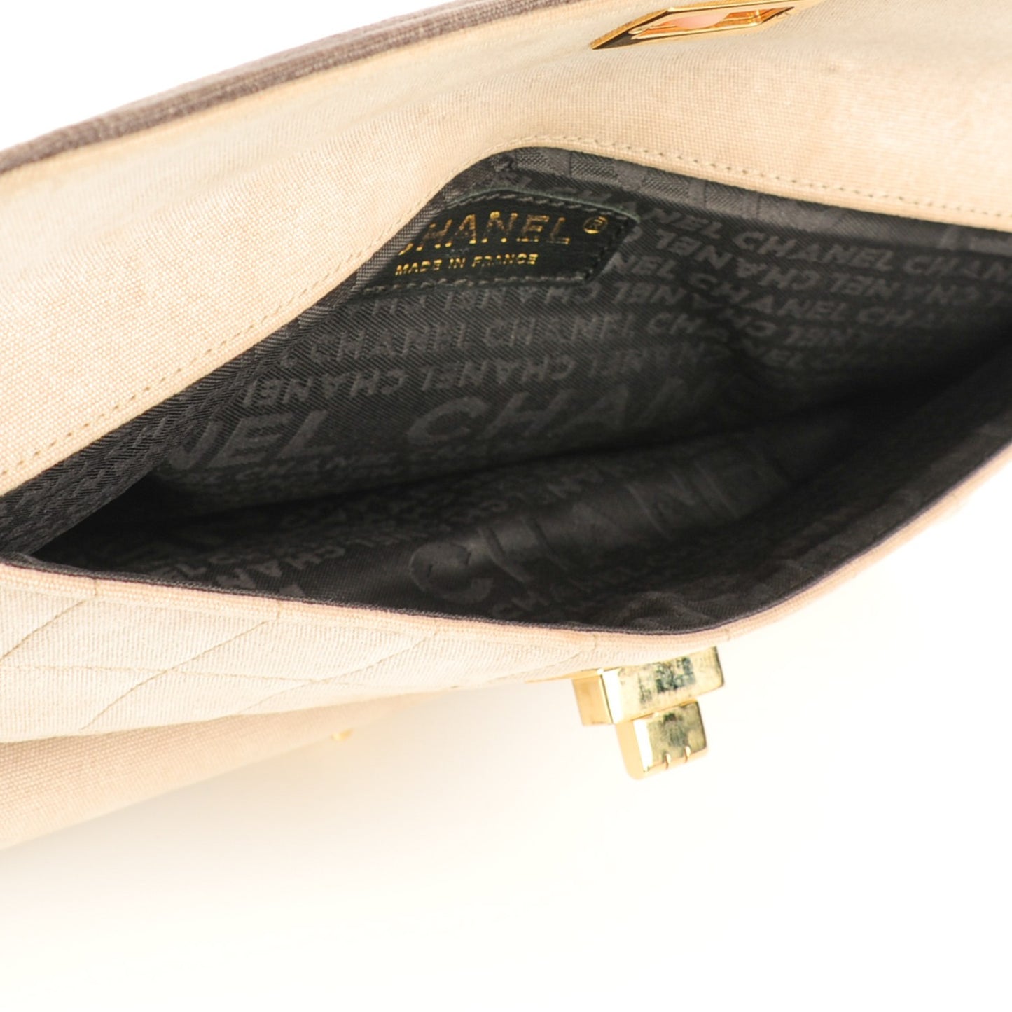 Canvas Mademoiselle Double Flap Clutch Dark Brown