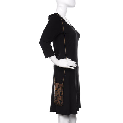 Fendi Vitello Soft F is Fendi Bi-Color FF 1974 Embossed Phone Pouch Maya Black 2 of 10