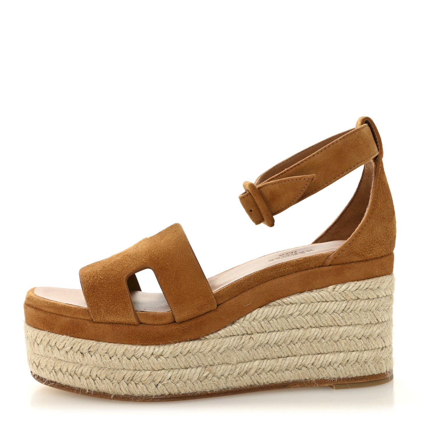 Suede Goatskin Elda Espadrille Wedge Sandals 35 Naturel