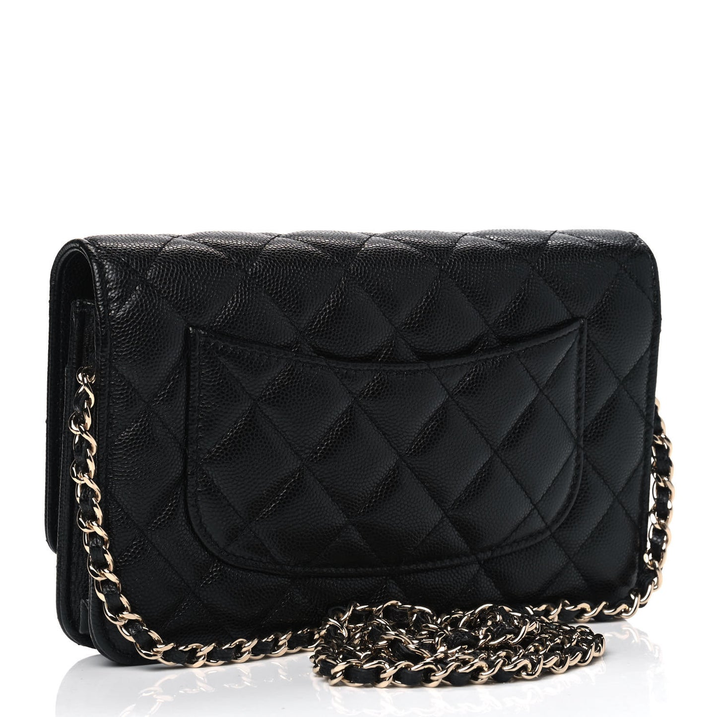 Caviar Quilted French New Wave Chain CC Wallet On Chain WOC Black