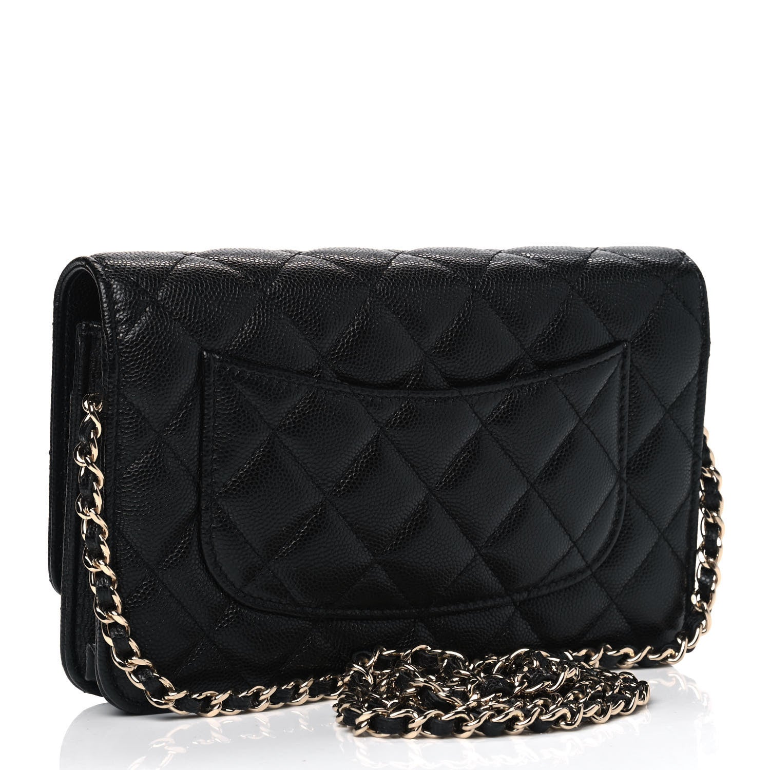 Chanel Caviar Quilted French New Wave Chain CC Wallet On Chain WOC Black 2 of 4