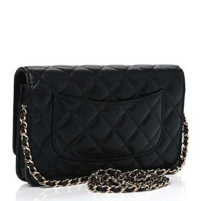 Chanel Caviar Quilted French New Wave Chain CC Wallet On Chain WOC Black 2 of 4