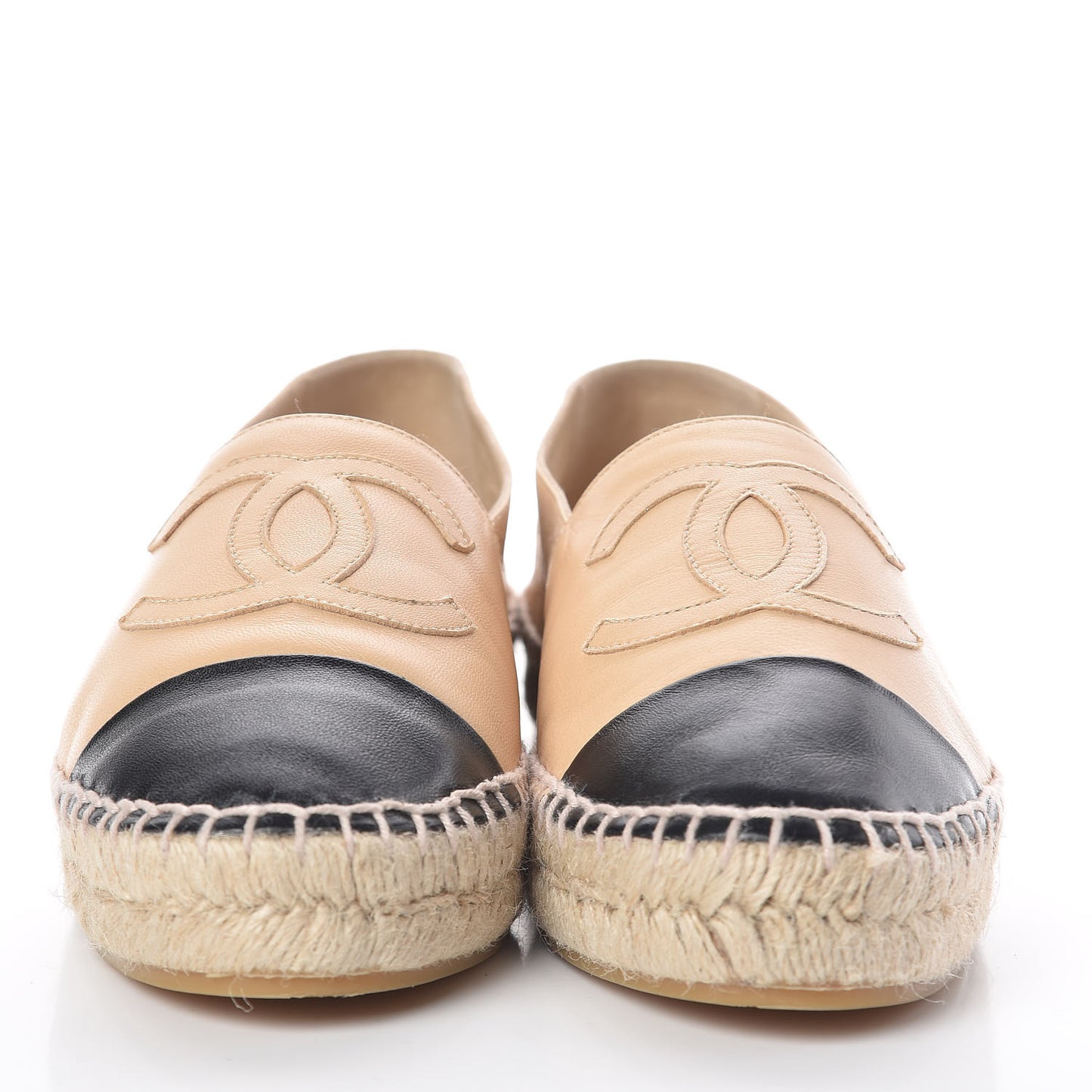 Lambskin CC Espadrilles 38 Beige Black