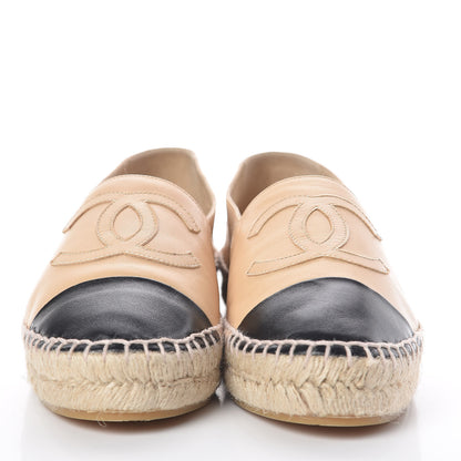 Chanel Lambskin CC Espadrilles 38 Beige Black 2 of 8