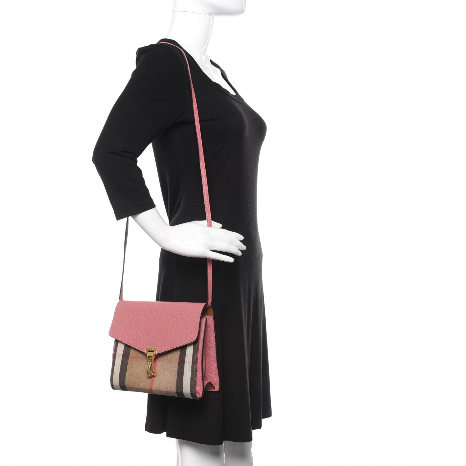 Burberry Derby Calfskin House Check Small Macken Crossbody Bag Mauve Pink 2 of 12