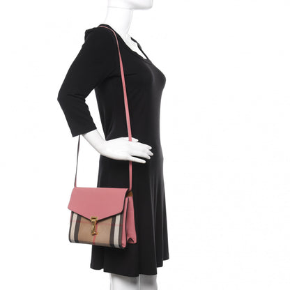 Burberry Derby Calfskin House Check Small Macken Crossbody Bag Mauve Pink 2 of 12