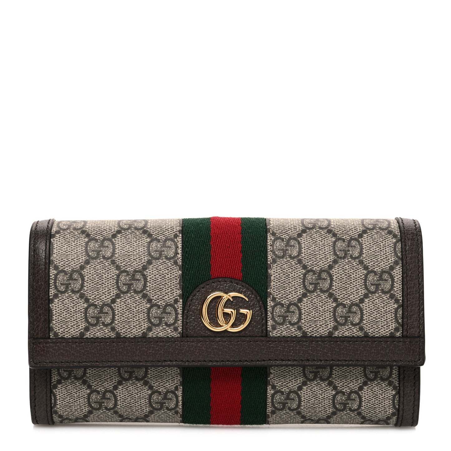 GG Supreme Monogram Web Ophidia Continental Wallet Brown