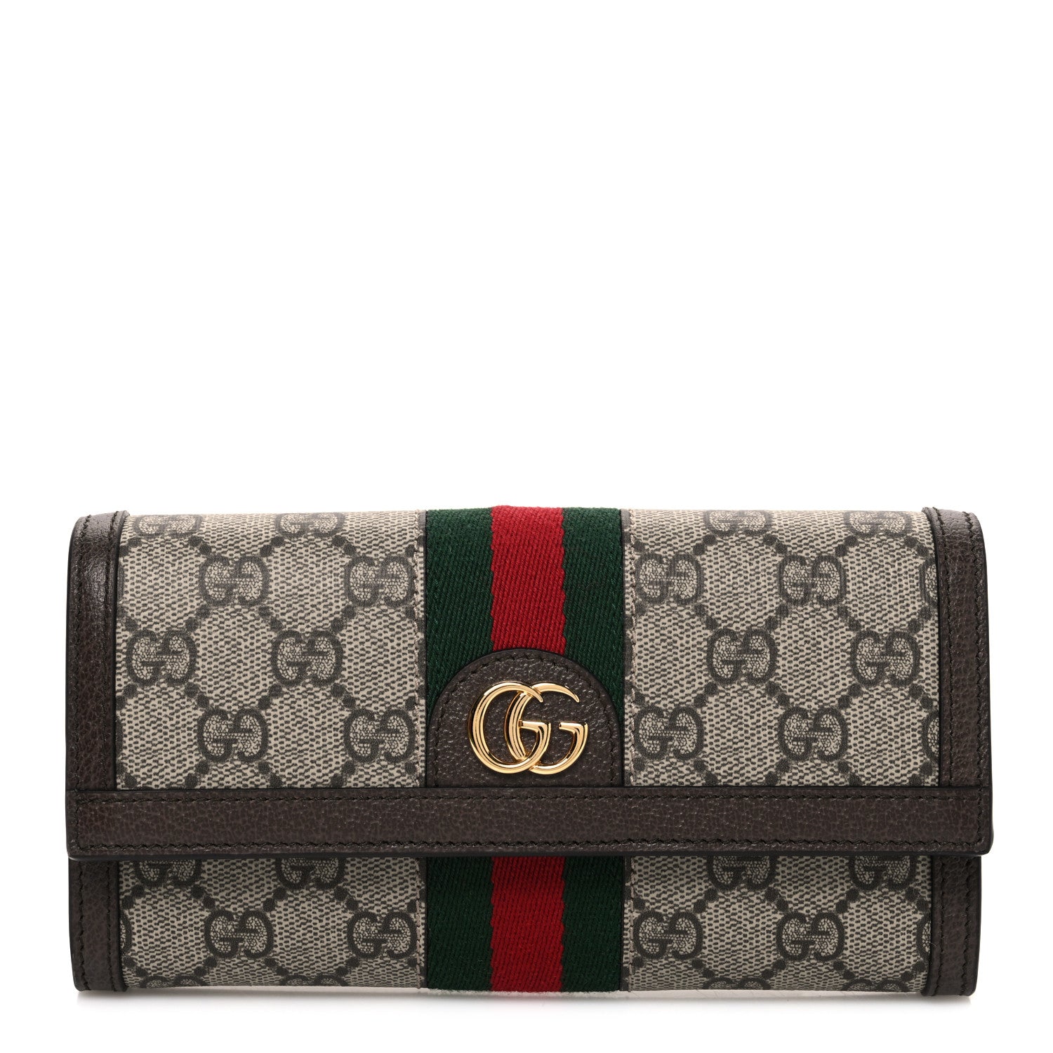 Gucci GG Supreme Monogram Web Ophidia Continental Wallet Brown 1 of 8