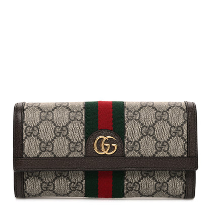Gucci GG Supreme Monogram Web Ophidia Continental Wallet Brown 1 of 8