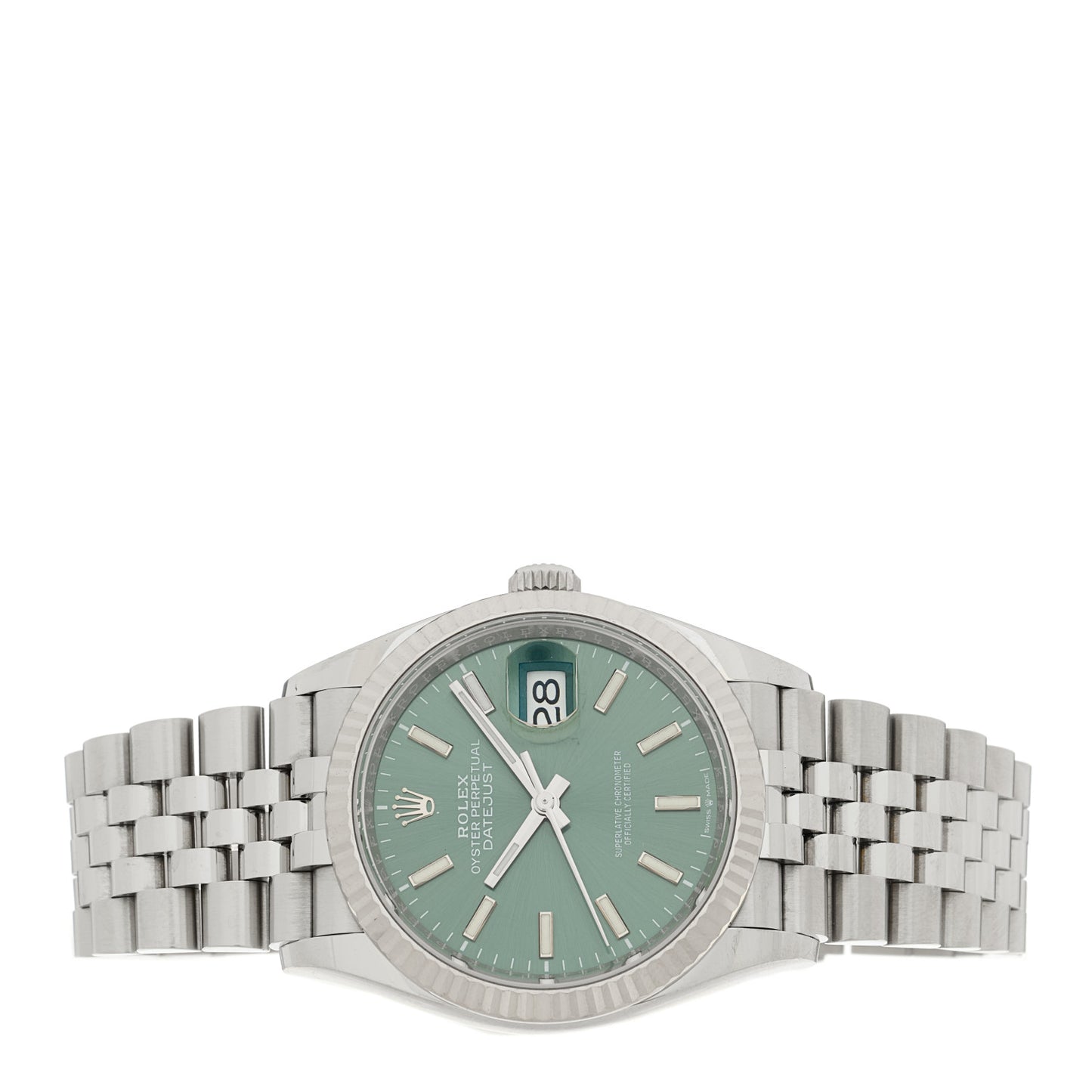 Stainless Steel 18K White Gold 36mm Oyster Perpetual Datejust Watch Mint Green 126234