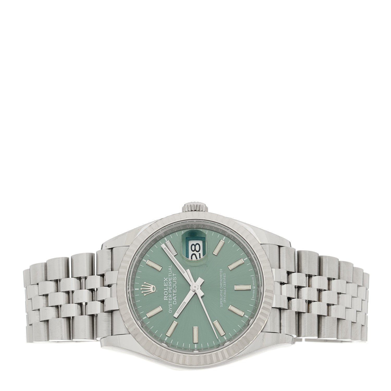 Rolex Stainless Steel 18K White Gold 36mm Oyster Perpetual Datejust Watch Mint Green 126234 2 of 5