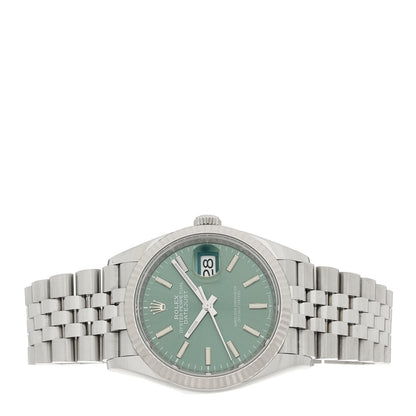 Rolex Stainless Steel 18K White Gold 36mm Oyster Perpetual Datejust Watch Mint Green 126234 2 of 5