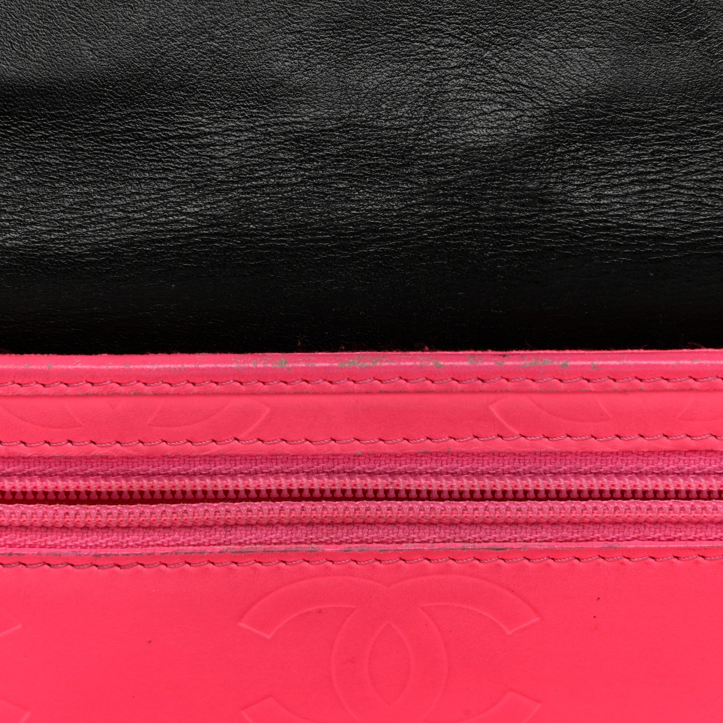 Calfskin Quilted Cambon Flap Wallet Black