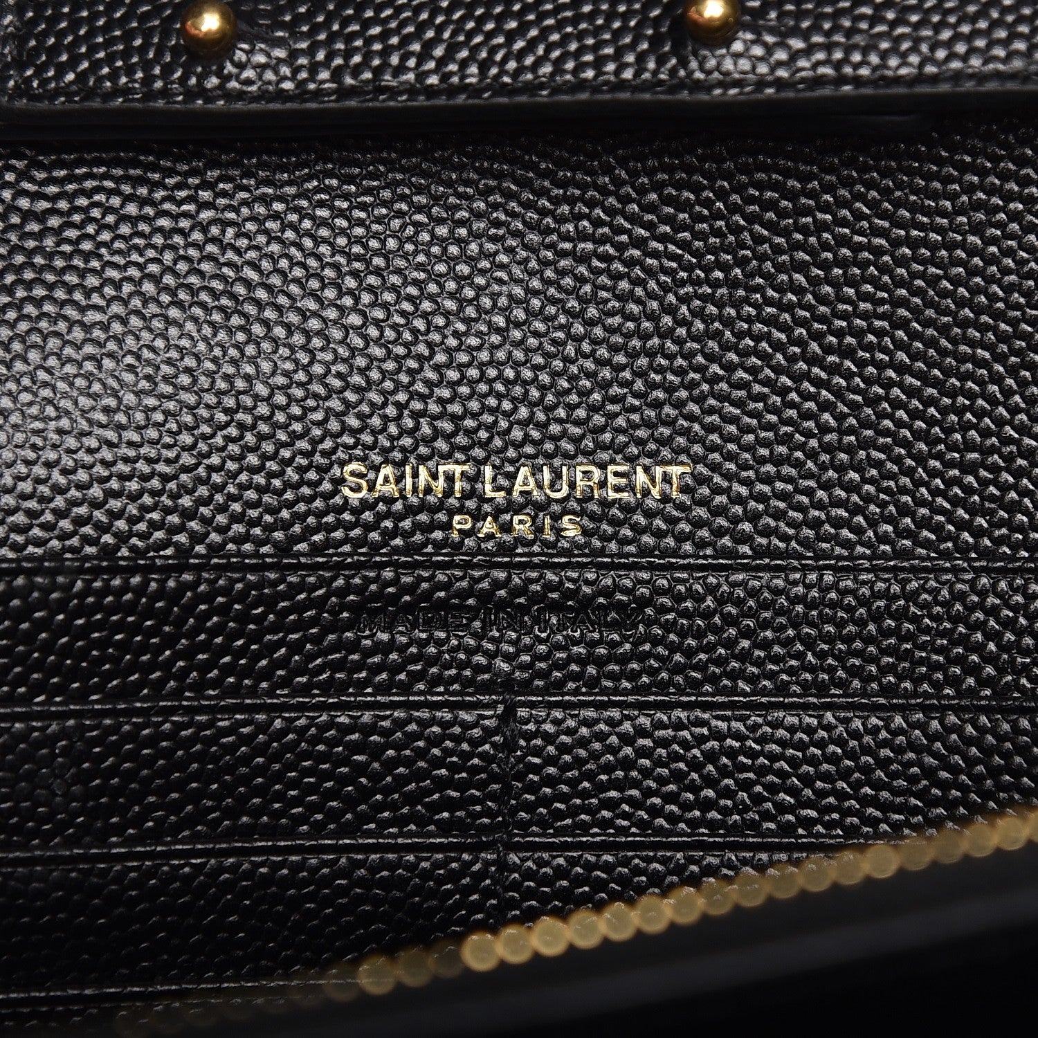 Saint Laurent Grain De Poudre Matelasse Chevron Monogram Chain Wallet Black 6 of 7