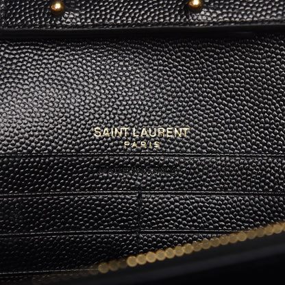 Saint Laurent Grain De Poudre Matelasse Chevron Monogram Chain Wallet Black 6 of 7