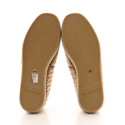 Gucci Raffia Harness Calfskin Interlocking G Mens Espadrilles 10 Palmi Naturale Harness Brown 6 of 10