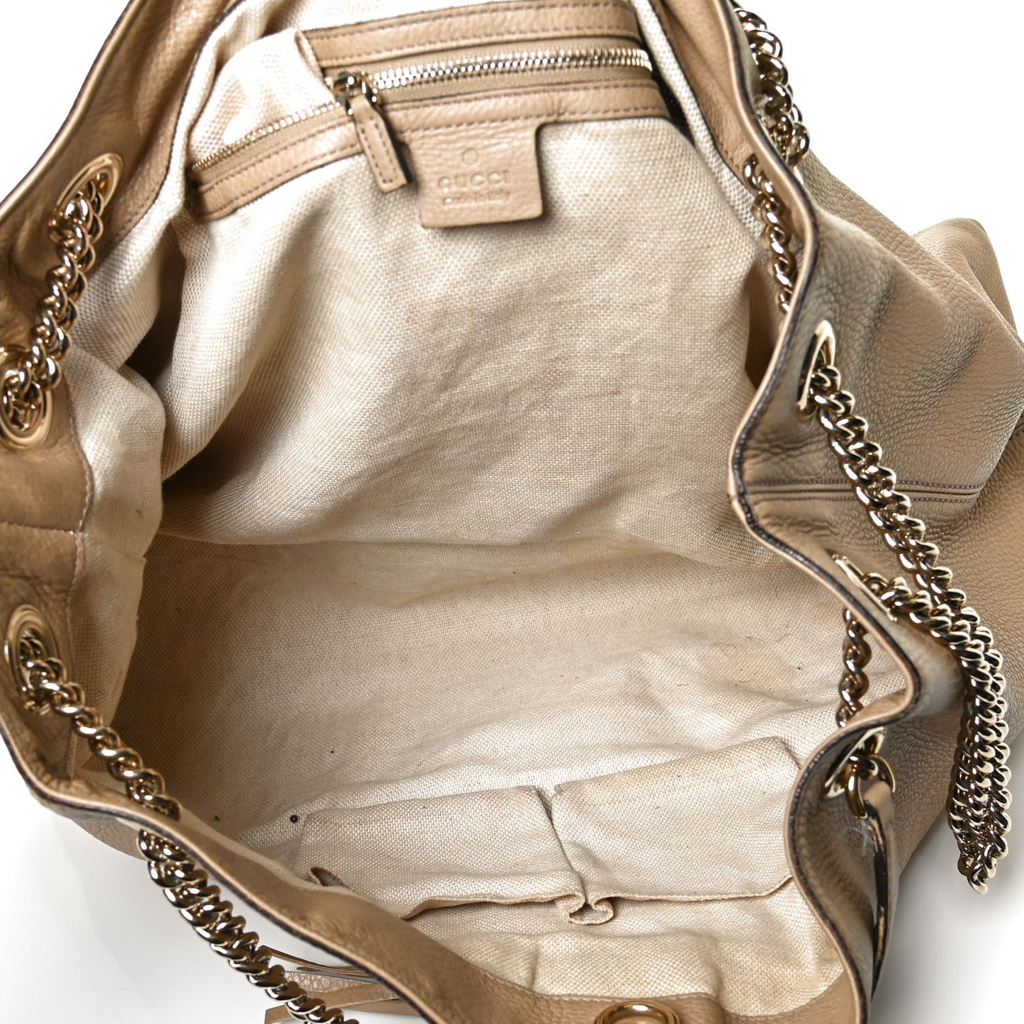 Pebbled Calfskin Large Soho Chain Shoulder Bag Nude