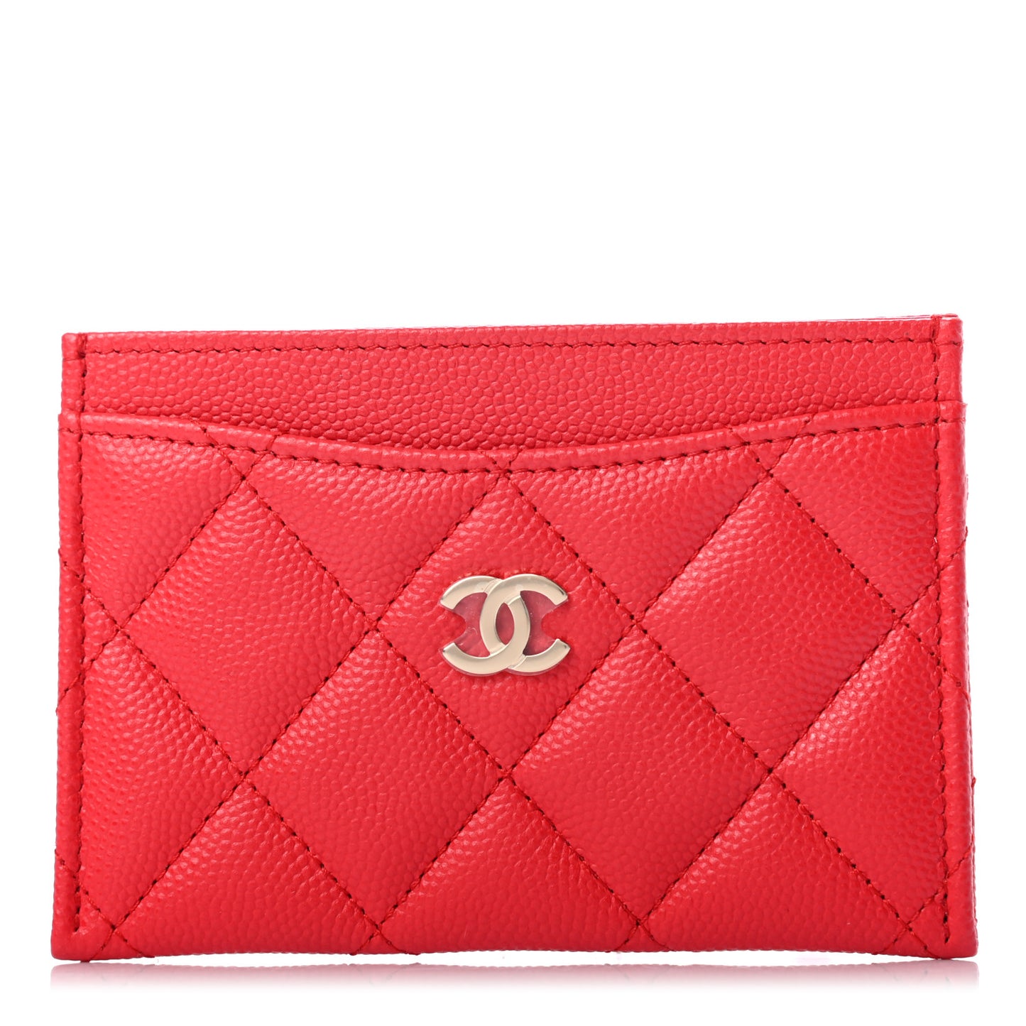 Caviar Quilted Card Holder Red