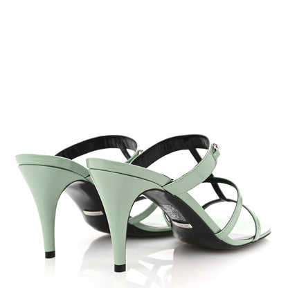 Gucci Regent Calfskin Horsebit Mid Heel Sandals 40 Mystic White 39.5 Pacific Green 5 of 10