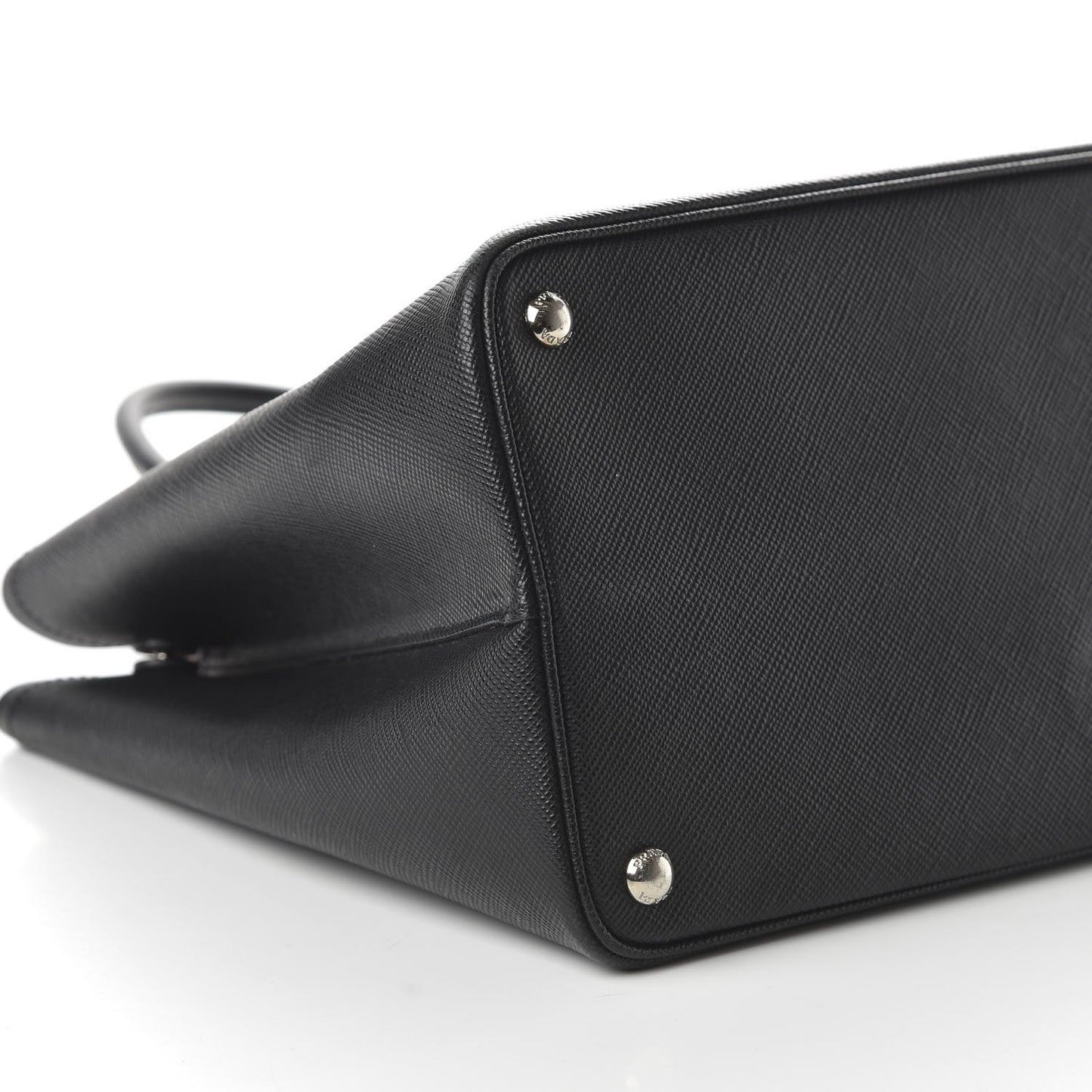 Saffiano Cuir Medium Double Handle Tote Black Fuoco