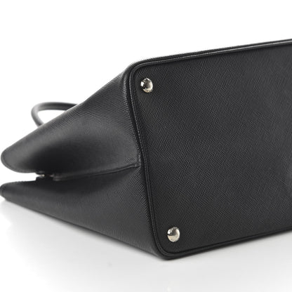 Prada Saffiano Cuir Medium Double Handle Tote Black Fuoco 7 of 11