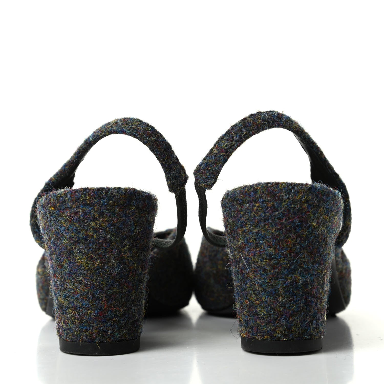Chanel Tweed Cap Toe CC Slingback Pumps 36 Black Dark Grey 7 of 11