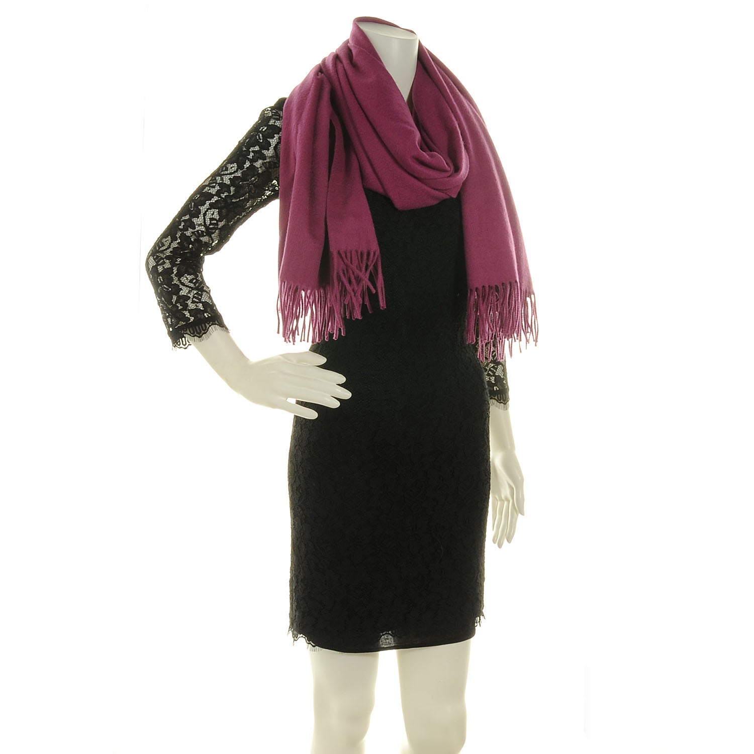 Hermes Cashmere Broderie Scarf Fuchsia 2 of 5