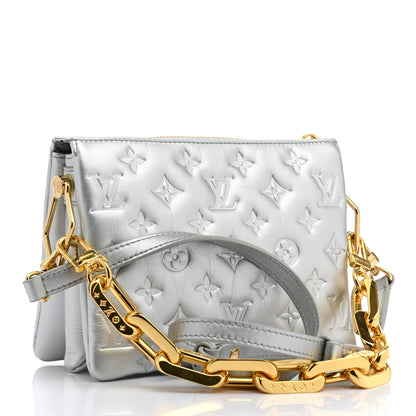 Louis Vuitton Lambskin Embossed Monogram Coussin BB Silver 2 of 10