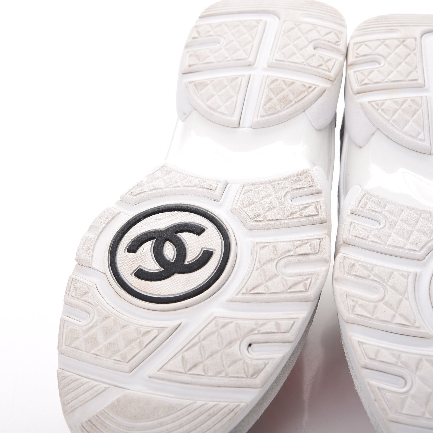 Chanel Suede Calfskin CC Sneakers 40 White Grey Pink 9 of 9