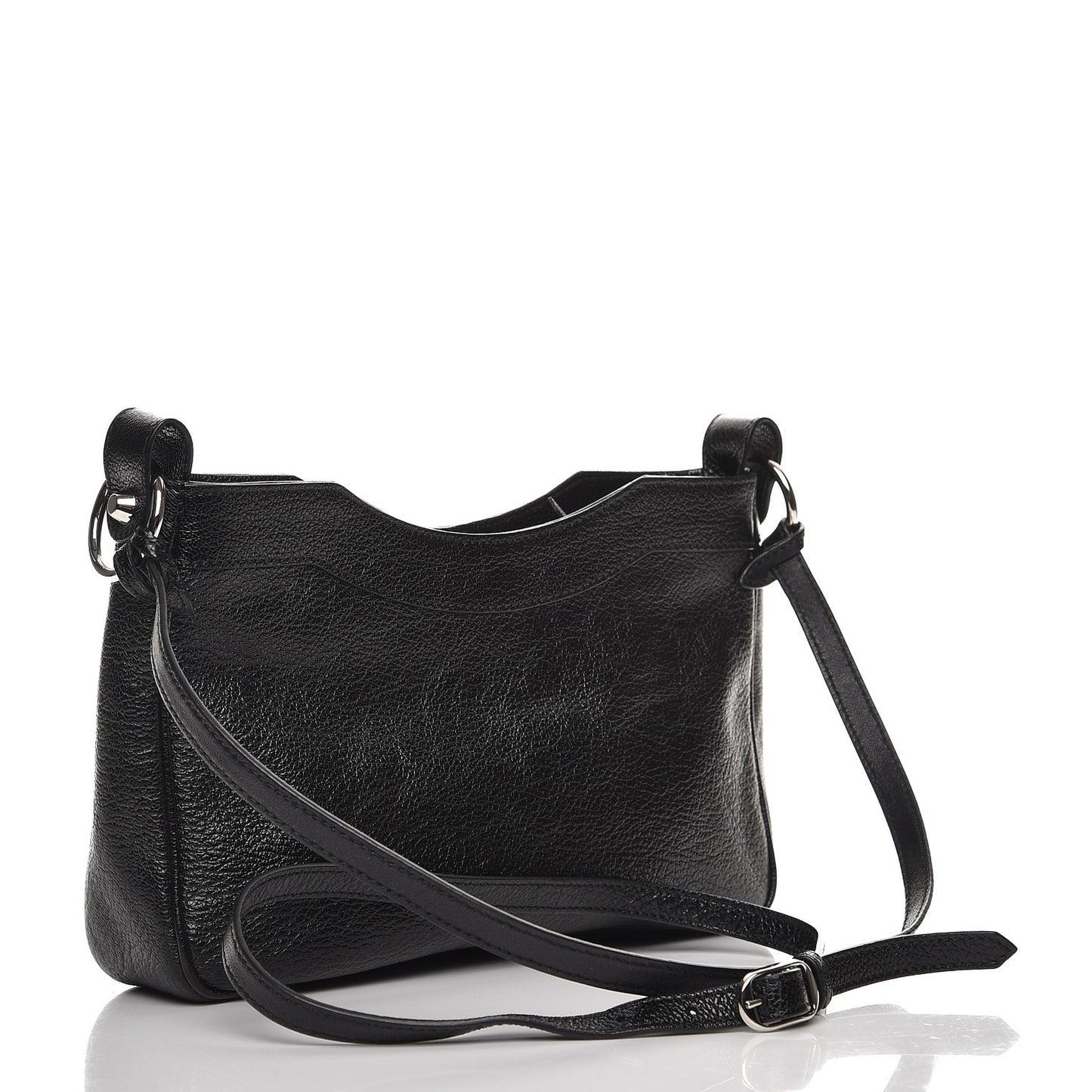 Chevre Silver Metallic Edge Hardware Hip Black