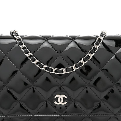 Chanel Patent Quilted Wallet On Chain WOC Black 5 of 12