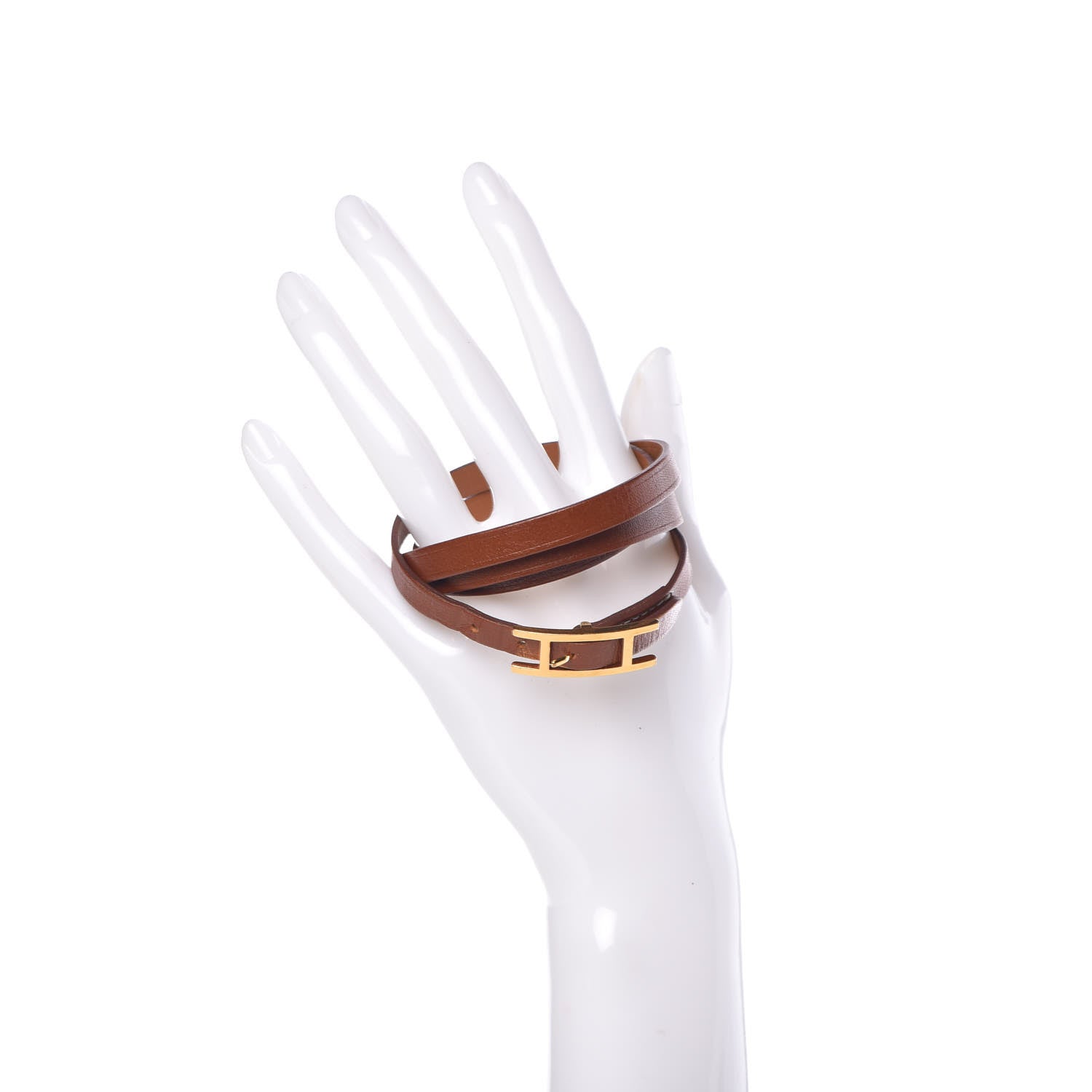 Hermes Barenia Hapi 3 MM Triple Tour Bracelet Fauve 2 of 7