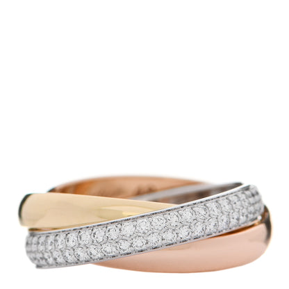 Cartier 18K White Yellow Pink Gold Diamond Small Trinity Paved Ring 48 4.5 1 of 5