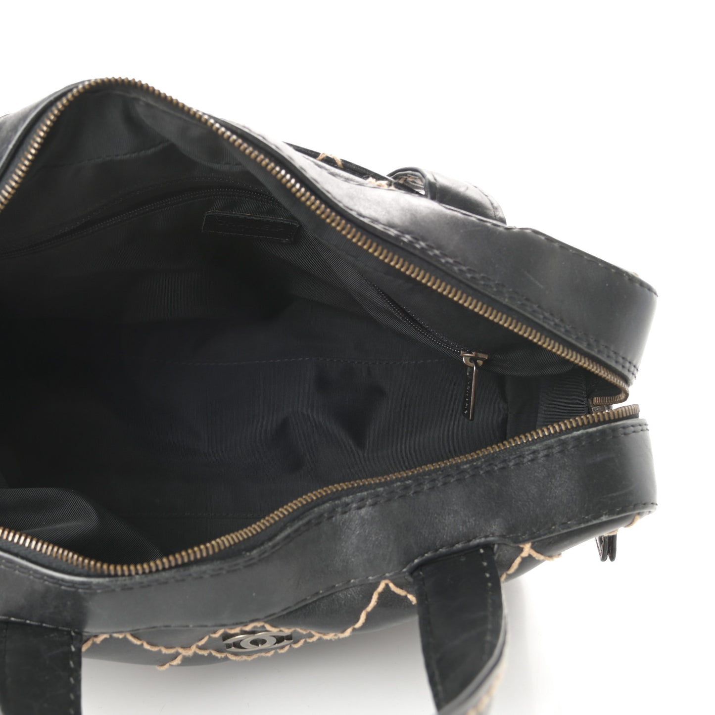 Calfskin Contrast Stitch Surpique Bowler Black