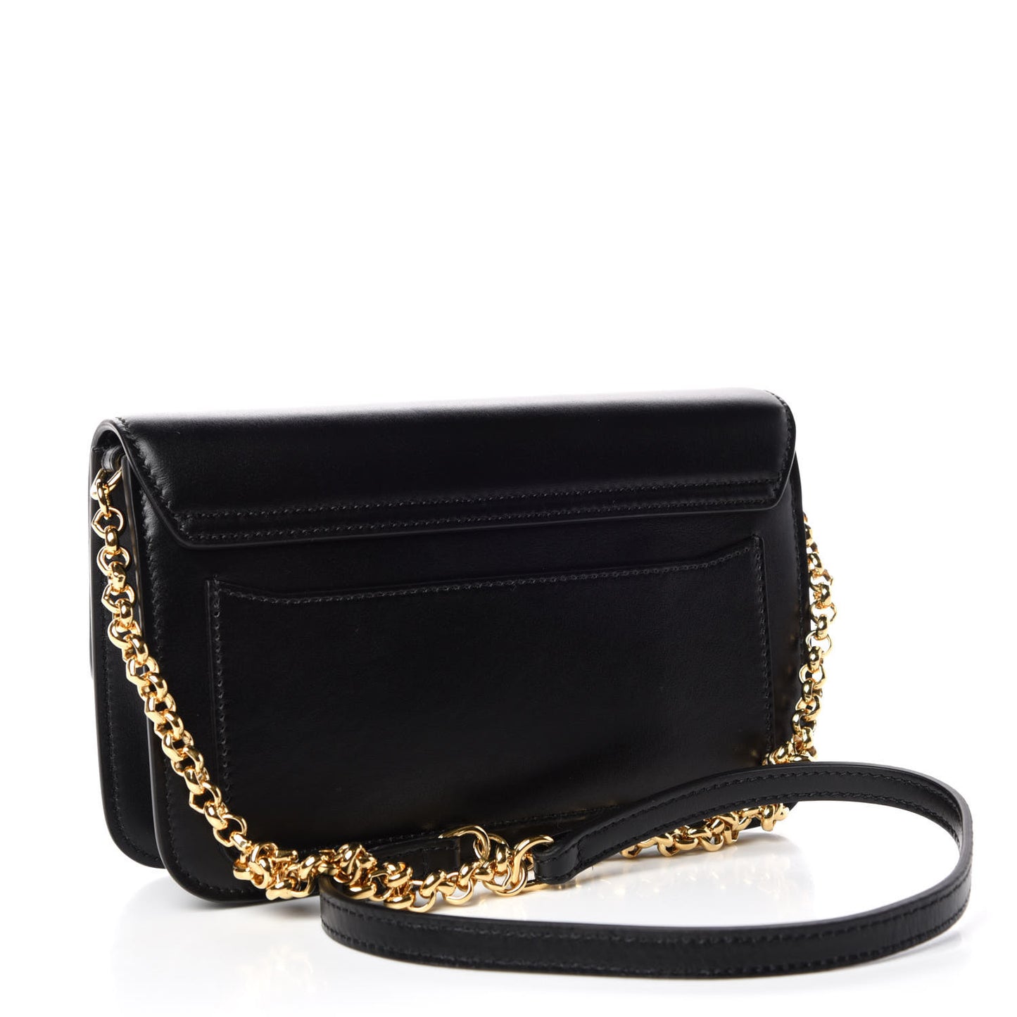Calfskin Suede C Clutch With Chain Black