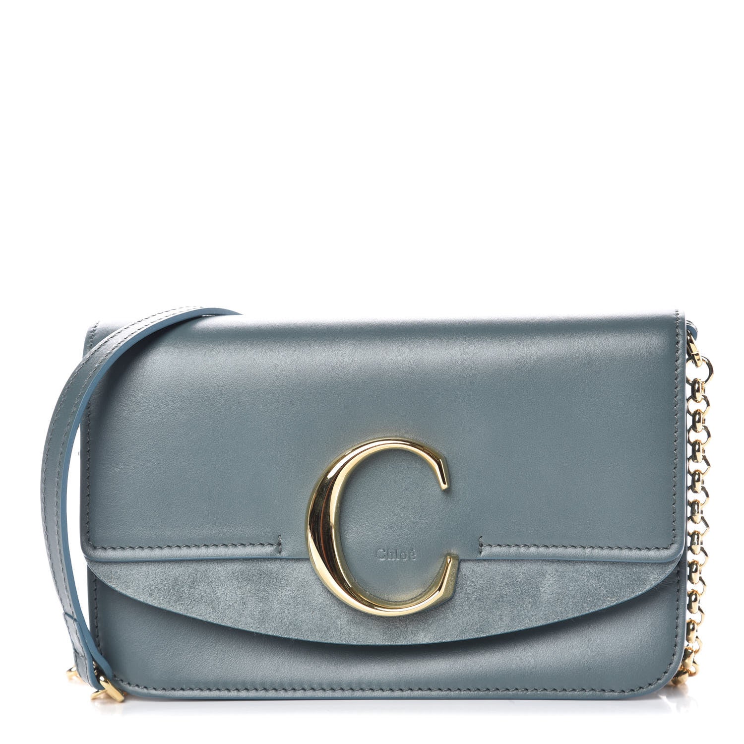 Chloe Calfskin Suede C Clutch With Chain Cloudy Blue 1 of 7