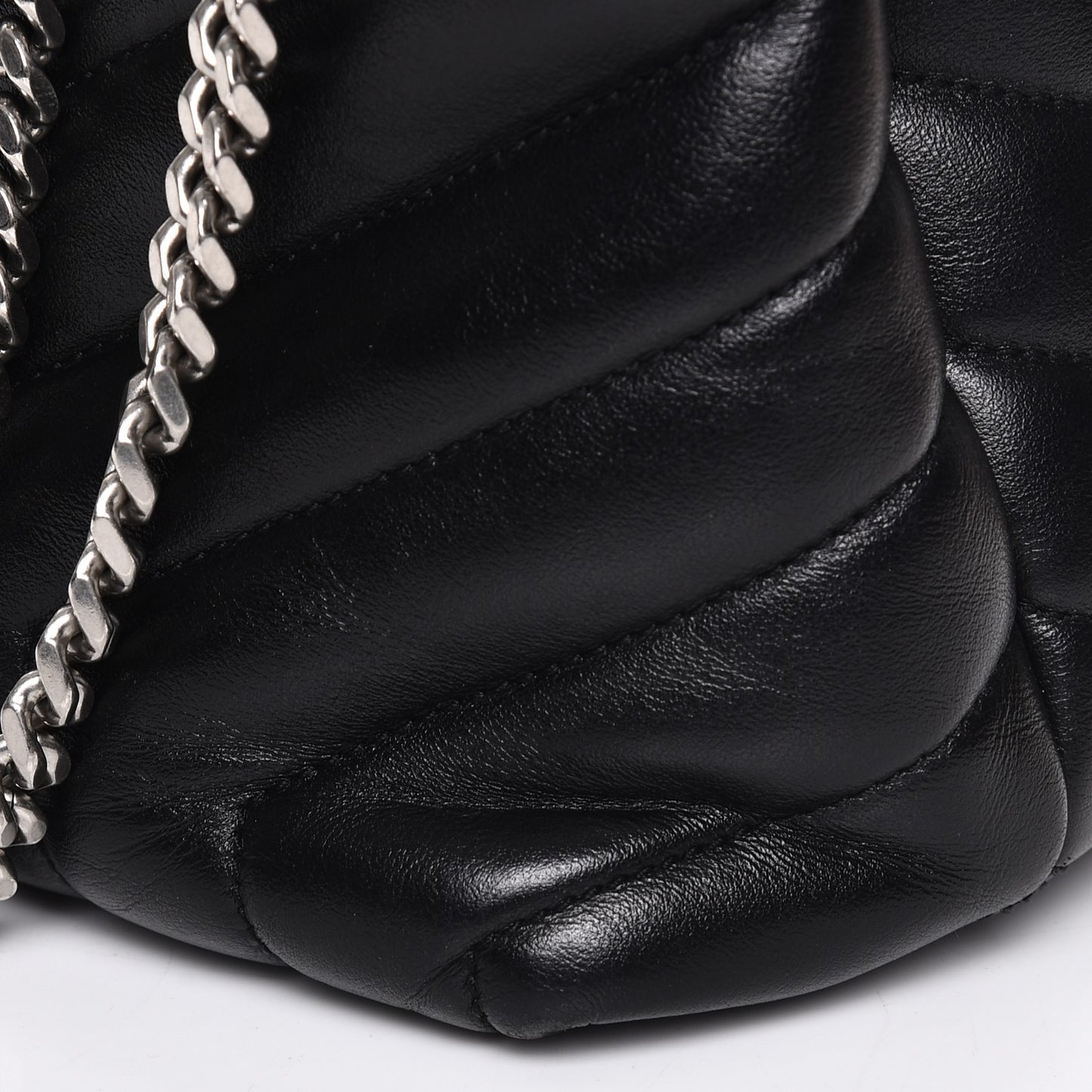 Calfskin Y Quilted Monogram Medium Loulou Chain Satchel Black
