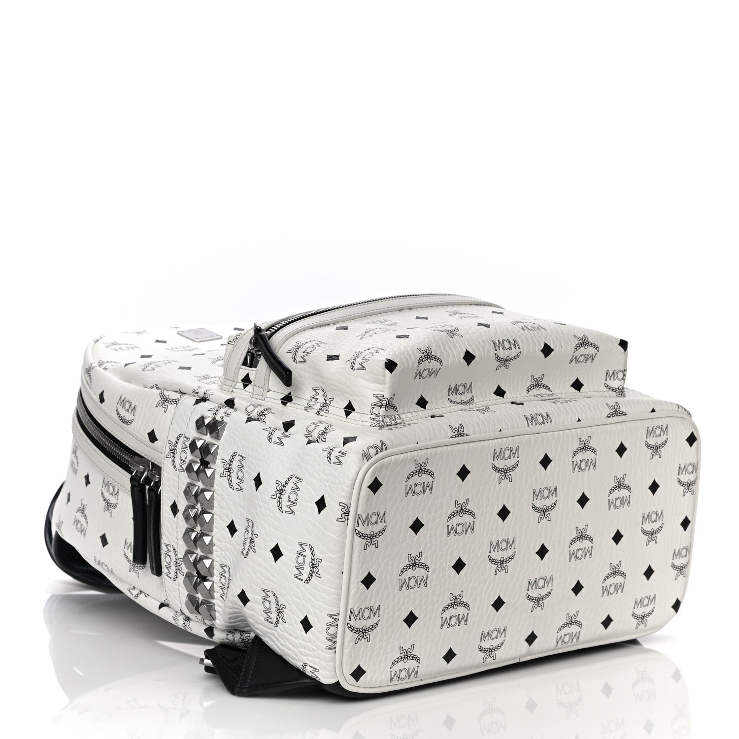 MCM Visetos Medium Side Studs Stark Backpack White 4 of 17