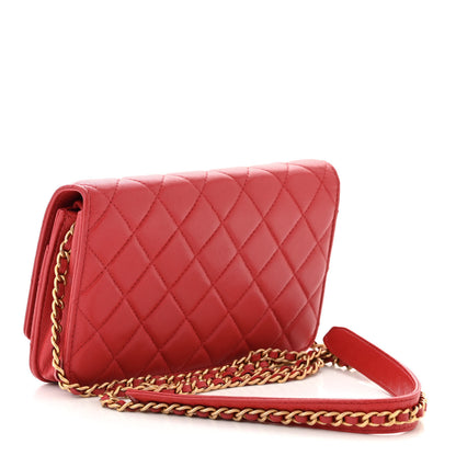 Chanel Lambskin Quilted Infinity Wallet On Chain WOC Red 3 of 11