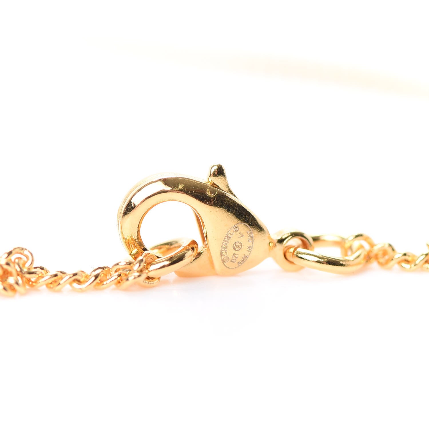 Chanel Metal CC Paris Button Necklace Gold 4 of 5