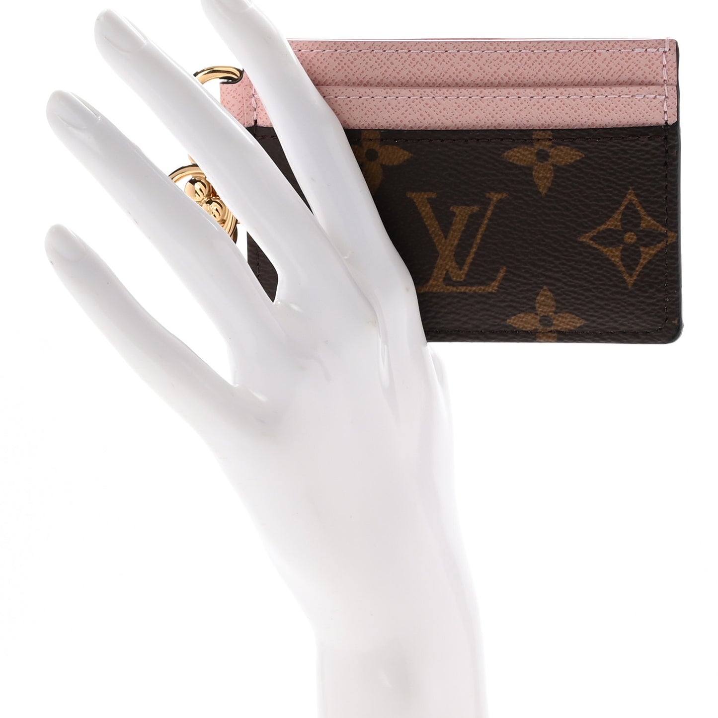 Monogram LV Charms Card Holder Rose Ballerine