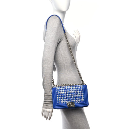 Chanel Lambskin Tweed Medium Boy Flap Blue 2 of 10