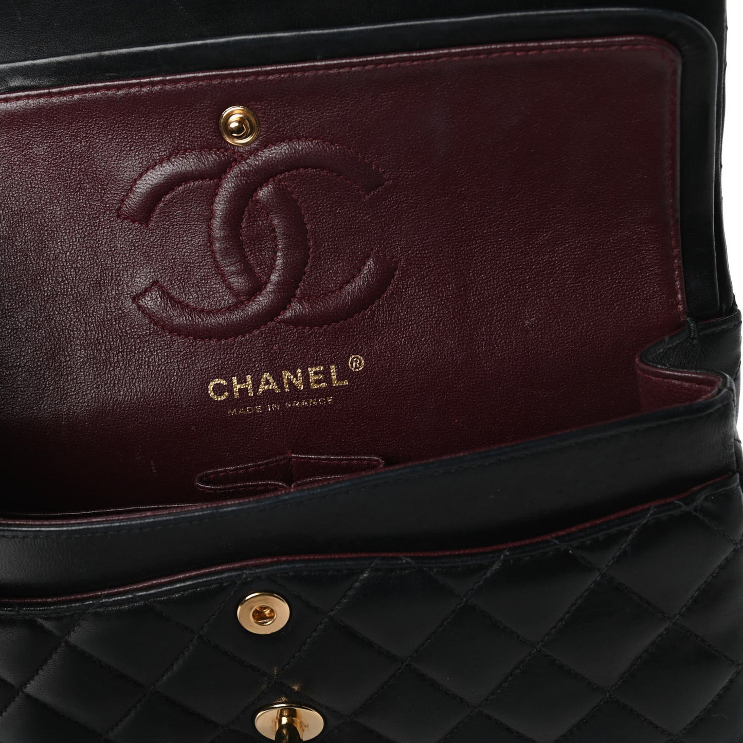 Lambskin Quilted Small Double Flap Navy