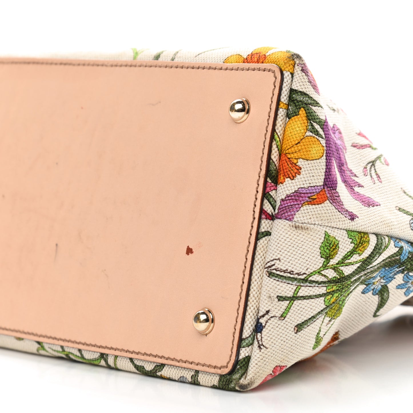 Canvas Floral Flora Bamboo Handle Bag
