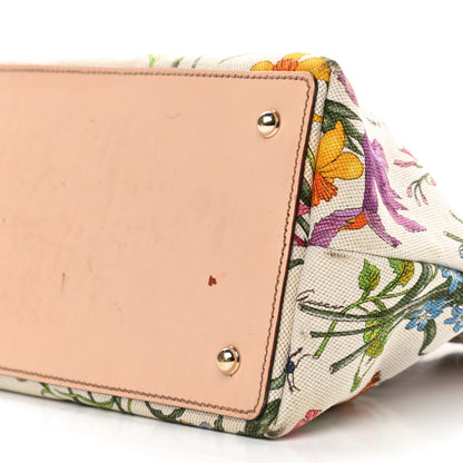 Gucci Canvas Floral Flora Bamboo Handle Bag 12 of 15