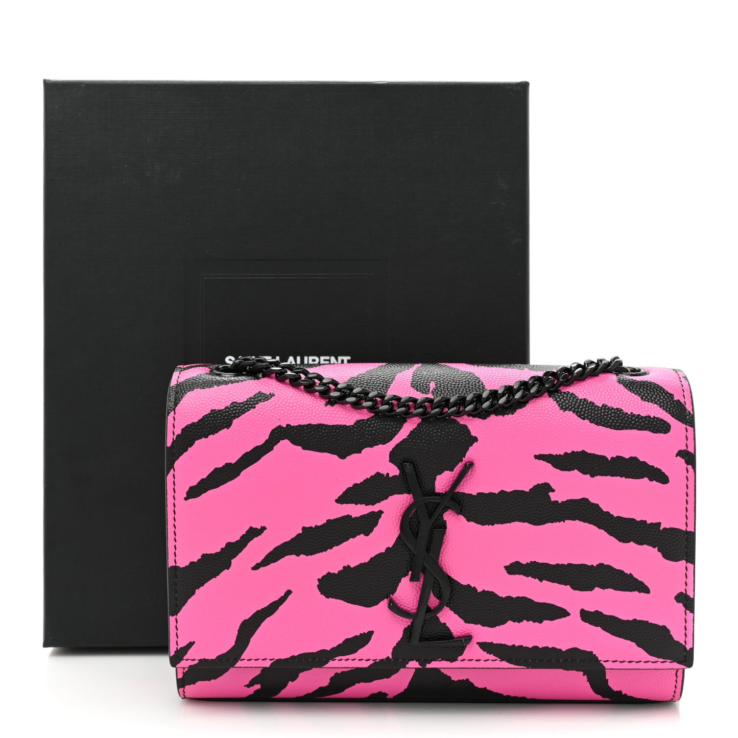 Grain De Poudre Zebra Print Small Monogram Kate Satchel Fuxia Black