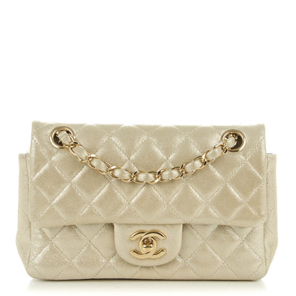 Chanel Iridescent Calfskin Quilted Mini Rectangular Flap Light Gold 1 of 8